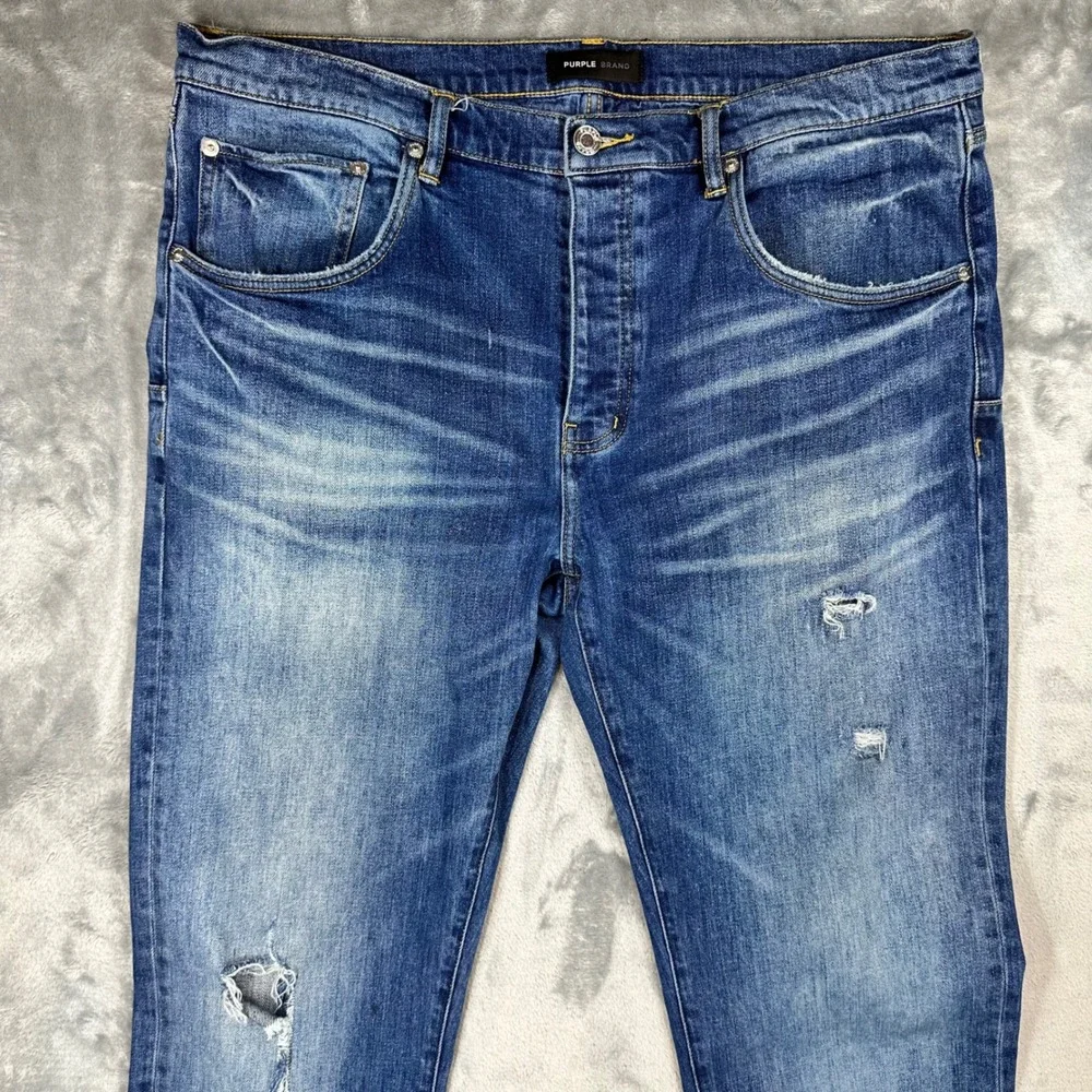 Purple Brand P001 Low Rise Skinny Jeans Medium Indigo Wash 38 OYWD124